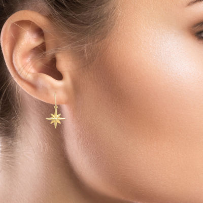 North Star Womens 14K Gold Star Drop Earrings