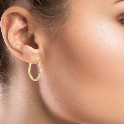 14K Gold 31mm Oval Hoop Earrings