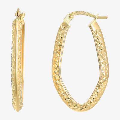 14K Gold 31mm Oval Hoop Earrings