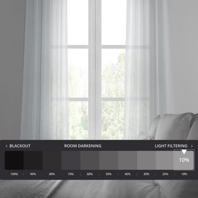 Exclusive Fabrics & Furnishing Solid Faux Linen Rod Pocket Sheer Single Curtain Panel