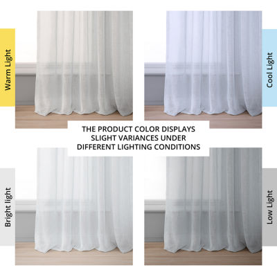 Exclusive Fabrics & Furnishing Solid Faux Linen Sheer Rod Pocket Single Curtain Panel