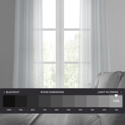 Exclusive Fabrics & Furnishing Faux Linen Grommet Top Sheer Single Curtain Panels