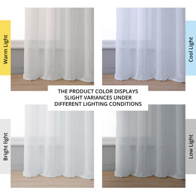 Exclusive Fabrics & Furnishing Faux Linen Grommet Top Sheer Single Curtain Panels