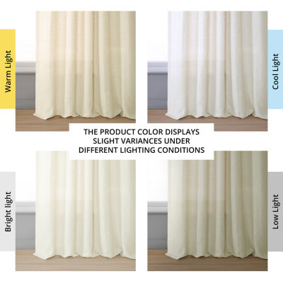 Exclusive Fabrics & Furnishing Signature French Linen Sheer Rod Pocket Single Curtain Panel