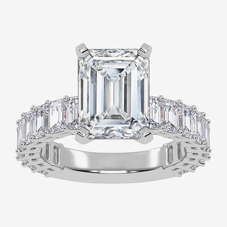 (G / Vs2-Si1) Womens 4 7/8 Ct. T.W. Lab Grown White Diamond 14K White Gold Side Stone Engagement Ring, 8