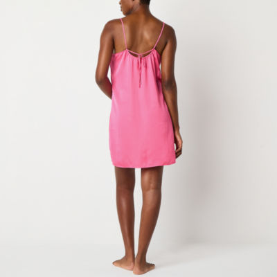 Ambrielle Womens Satin Sleeveless U Neck Chemise