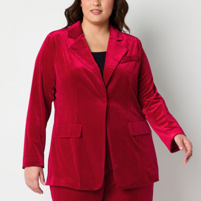 Premier Amour Velvet Womens Regular Fit Blazer-Plus