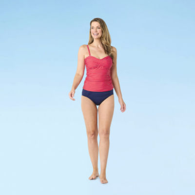 Liz Claiborne Shirred Dots Tankini Swimsuit Top