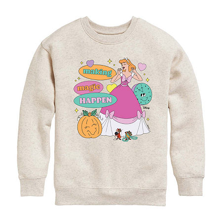 Disney Collection Little & Big Girls Moana 2 Maui Crew Neck Long Sleeve Princess Sweatshirt, Large, Beige