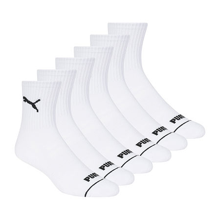 PUMA Sportstyle Training High 6 Pair Quarter Ankle Socks Mens, 10-13, White