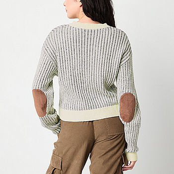Forever 21 Juniors Elbow Patch Womens Crew Neck Long Sleeve Forever 21 Juniors Elbow Patch Womens Crew Neck Long Sleeve