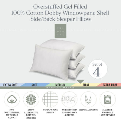 Ella Jayne 100% Cotton Dobby-Box Shell Firm Back/Side Sleeper Down Alternative Pillow, Set of 4