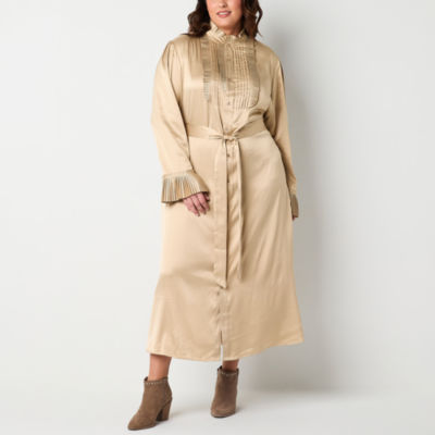 Ryegrass Womens Long Sleeve Maxi Dress Plus