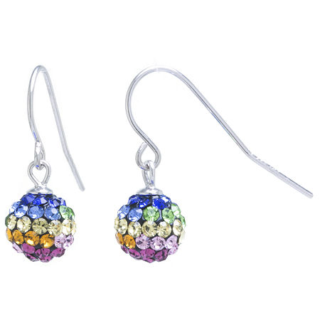 Silver Treasures Crystal Sterling Silver Ball Drop Earrings, One Size