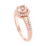 Modern Bride Gemstone Womens 1/3 CT. T.W. Genuine Pink Morganite 10K Rose Gold Round Halo Bridal Set