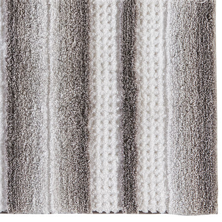 Saturday Knight Neutral Nuances Stripe Fade Bath Rug, One Size, Silver