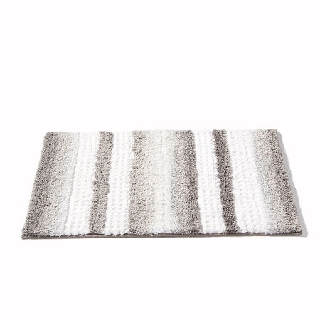 Saturday Knight Neutral Nuances Stripe Fade Bath Rug, One Size, Silver