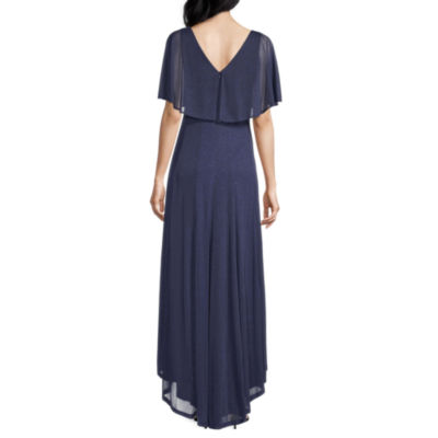 j taylor short sleeve cape evening gown