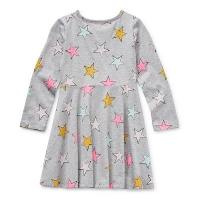 Okie Dokie Toddler Girls Long Sleeve Skater Dress