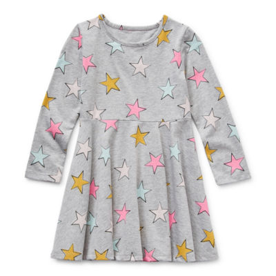 Okie Dokie Toddler Girls Long Sleeve Skater Dress