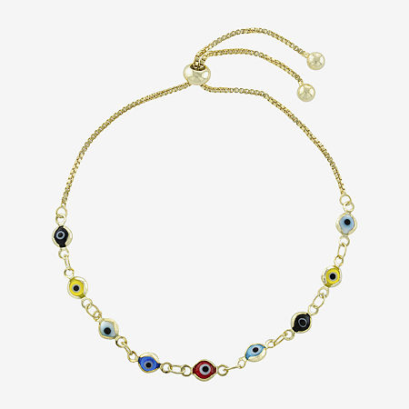 Silver Reflections Guardian Eye Womens Multi Color Evil Eye Round Bolo Bracelet In Transparent