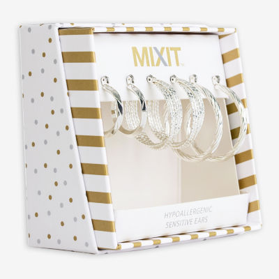 Mixit Hypoallergenic Hoop Silver Tone 3 Pair Earring Set