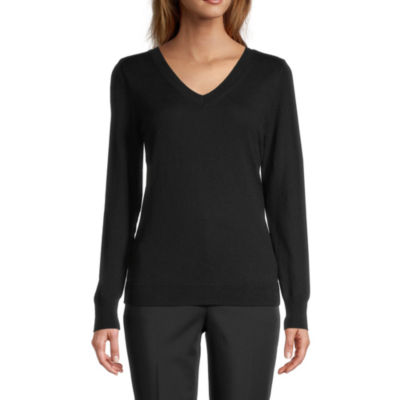 Worthington Tall Womens V Neck Long Sleeve Pullover Sweater