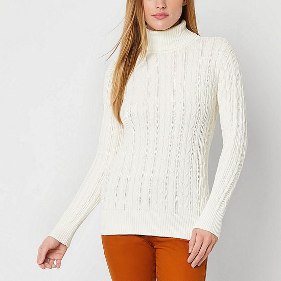 St. John's Bay Tall Womens Turtleneck Long Sleeve Pullover Sweater ...