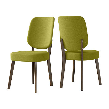 Breuer Mid-Century Modern Armless Dining Chairs In Linen -Set Of 2, One Size, Green