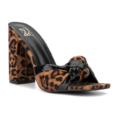 New York Company Anthi Womens Square Open Toe Block Heel Pumps