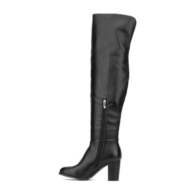 New York & Company Womens Amory Stacked Heel Over the Knee Boots