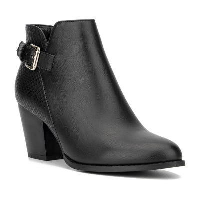 New York & Company Womens Jamieie Stacked Heel Booties