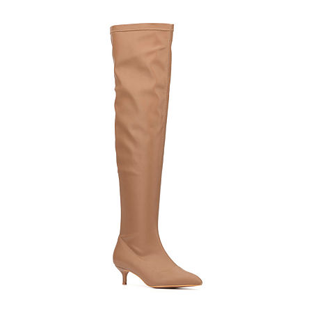New York & Company Womens Iliana Kitten Heel Over the Knee Boots, 10 Medium, Brown