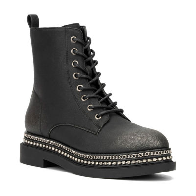 Studded Trim Lace Up Combat Boots