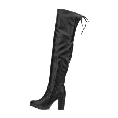 New York & Company Womens Adora Block Heel Over the Knee Boots