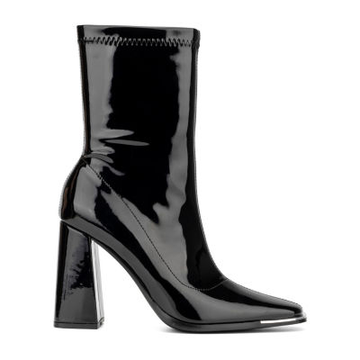 New York & Company Womens Zanaie Block Heel Chelsea Boots