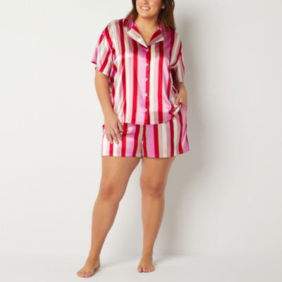 Ambrielle Womens Plus Sleeveless V-Neck Shorts Pajama Set