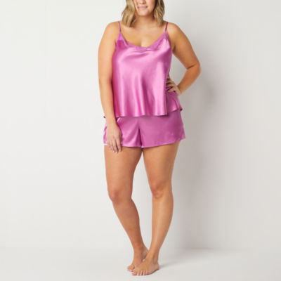 Ambrielle Womens Plus Sleeveless V-Neck 2-pc. Shorts Pajama Set