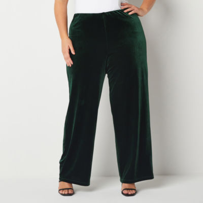 Premier Amour Velvet Womens Mid Rise Wide Leg Pull-On Pants, Color: Hunter  - JCPenney