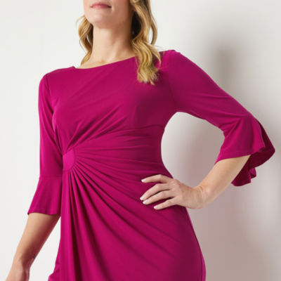 Connected Apparel 3/4 Bell Sleeve Sheath Dress