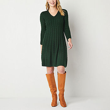 Jessica Howard Women's Mock Neck Cable-Knit Sweater Dress - Macy's