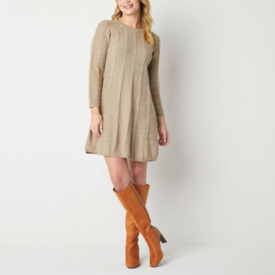 Jessica Howard 3/4 Sleeve Cable Knit Sweater Dress