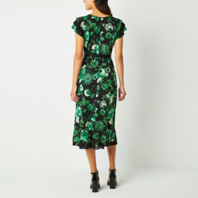Perceptions short sleeve floral lace fit & 2024 flare dress