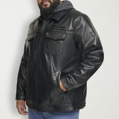 Levi's Mens Big and Tall Faux Leather Sherpa Lined Midweight Bomber Motorcycle Jacket