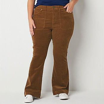 a.n.a Womens High Rise Flare Corduroy Pant - Plus, Color: Kona Brown -  JCPenney