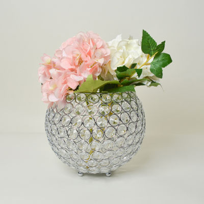 All the Rages Elegant Designs Chrome Elipse Crystal Circular Vase