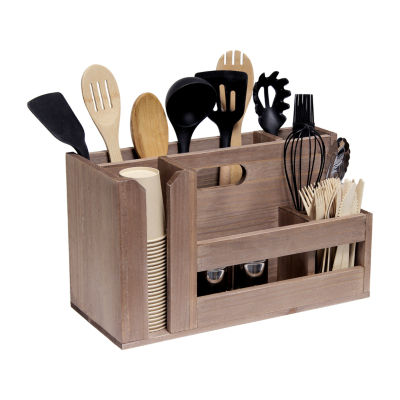 All the Rages Elegant Designs Wood Flatware Utensil Holder