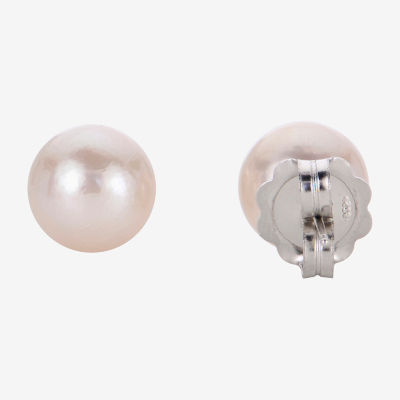 White Cultured Freshwater Pearl Sterling Silver 10mm Stud Earrings