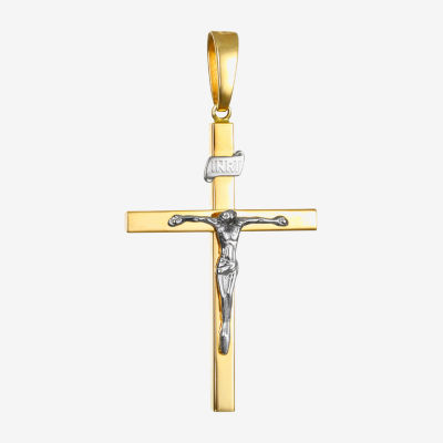 Crucifix Mens 14K Gold Cross Pendant