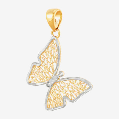 Womens 14K Gold Butterfly Pendant